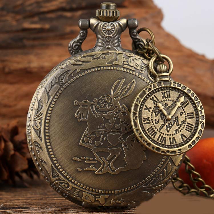 懐中時計 ネックレス 6種類 クオーツ式 ペンダントウォッチ アリスの懐中時計 ペンダント時計 ゴシック ロリータ ゴスロリ ナースウォッチ マジック うさぎ 鍵 トランプ アリス 時計
