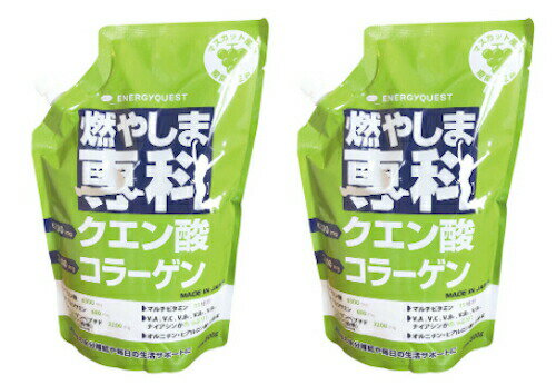 エナジークエスト 燃やしま専科 【マスカット風味】期間限定品 【2袋セット（1袋 500g×2）】 クエン酸 コラーゲン グルコサミン コラーゲンペプチド マルチビタミン オルニチン ヒアルロン酸 生姜末 スポーツ 水分補給 日本製 粉末清涼飲料【在庫限り 次回入荷無】