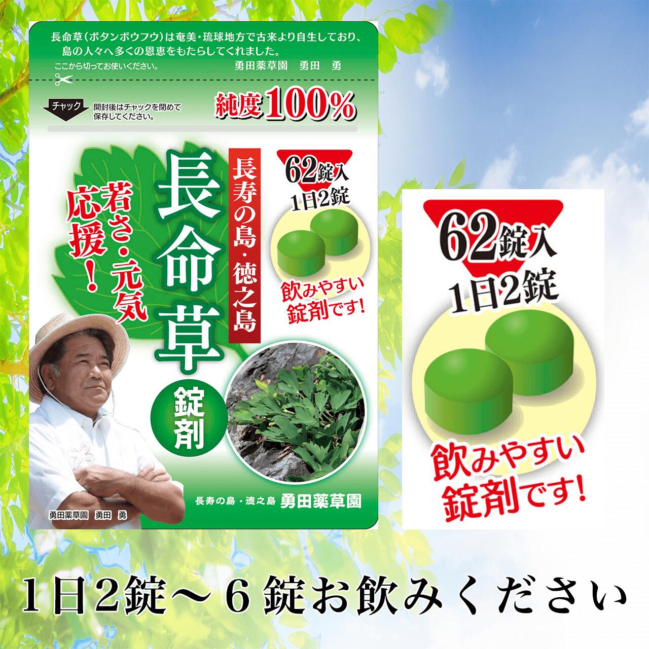 長命草錠剤1袋62錠入りボタンボウフウ送料無料飲み方説明