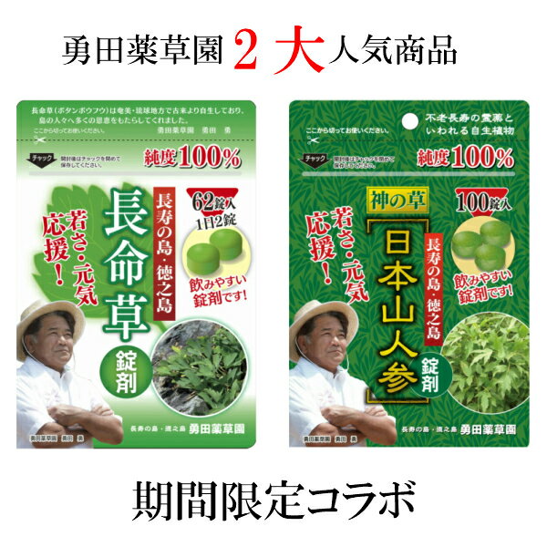 【決算セール開催中】長命草 錠剤 日本山人参 錠剤 各1袋 勇田薬草園 2大 人気商品 サプリメント ボタ..