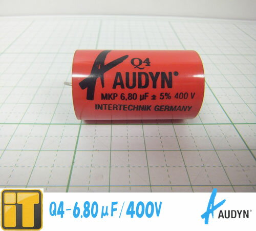 オーディンキャップ　Q4-6.80μF/400V　1個　フィルムコンデンサー Audyn Cap　FOLIENKONDENS　Q4 MKP　6.80MF/400V 5% AXIAL　