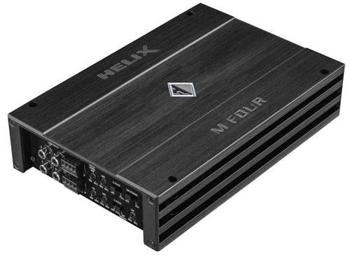 HELIX M-series Power Amplifiers ＜商品説明＞ ★M-FOUR 100W×4chパワーアンプ Mシリーズパワーアンプはナチュラルサウンドを追求したD級動作のパワーアンプ、コンパクトサイズを実現した新開発モデルです。 パワーアンプ部のファイナルディバイスは、MOS-FETで構成されたD級アンプを採用。 M-ONE 1ch は4パラ接続、M-FOUR / M-SIX は2パラ接続で強力にスピーカーをドライブします。 電源部のスイッチングディバイスはMOS-FETの2パラレル駆動で、大型トロイダルトランス、大容量電解コンデンサーとの組み合わせにより、強力な電源を構成しています。（M-ONE / M-FOUR） M-SIX は、MOS-FETの3パラレル駆動の超強力な電源を採用しています。 便利な内蔵クロスオーバーを搭載。ハイパス15～4KHz/ローパス40～4KHzの範囲でハイパスまたはローパス（バンドパス）を設定可能で、M-FOUR / M-SIXは2WAYマルチシステムなどに対応します。 （バンドパスはM-FOURの3ch/4ch、M-SIXの3ch/4ch/5ch/6chに使用可能） M-ONE/M-FOURモデルは、ハイレベル入力に対応し純正デッキなどのスピーカー出力を接続可能です。 新開発のADEP回路搭載で、純正ヘッドユニットの軽負荷時のエラー検知を未然に防ぐことができます。 ダミー抵抗の接続など余分な手間が大幅に省けます。 動作可能な電源電圧は10.6V～16.0Vと広範囲を実現、また、5秒間/6Vまでの短時間の電源電圧が低下しても電源がOFFにならない仕様としました。 アイドリングストップ車の音切れを未然に防ぐことができます。（H/Uなど信号源側の音切れを除く） プロテクションは、サーマル、オーバーロード、ショートなどの異常の場合には、ハイスピードプロテクション機能が動作します。 電源投入時にはトップパネルのHELIXロゴのイルミネーションが白く点灯し華やかに演出します。 ☆M-FOUR　主な特徴 ・幅230×高さ50×奥行154mmのコンパクトなサイズ ・100W×4ch（4Ωステレオ時） ・ナチュラルサウンドを追求したD級動作 ・グランドがループにならないフローティング入力回路 ・Butterworth 12dB/oct 内蔵クロスオーバー搭載 ・ハイレベルインプット機能搭載 （ADEP回路搭載で純正 H/U 無負荷時のエラー表示を回避可能） ・オートパワーオンセンサー機能搭載 （BTLアンプのDC電圧を検出して自動的に電源が入ります） ・アイドリングストップ対応 （5秒間/6Vまでの短時間電源電圧低下しても動作環境を維持します） ☆M-FOUR　主な仕様 チャンネルモード： 2ch/3ch/4ch 出力電力： 100W×4ch　4Ωステレオ 　　　　　　100W×4ch　2Ωステレオ 　　　　　　200W×2ch　4Ωブリッジ 出力部動作クラス： D級動作 周波数特性： 10～30KHz 歪み率： 0.05％以下 SN比： 98dB以上 内蔵CrossOver： HP/LP切替式（LP 3ch/4ch） クロスオーバー周波数/スロープ： HP 15～4.0KHz　Butterworth 12dB/oct 　　　　　　　　　　　　　　　　LP 40～4.0KHz　Butterworth 12dB/oct（3ch/4ch） 入力感度： RCA：0.5V～6.0V / ハイレベル：1.3V～13.0V 入力インピーダンス： RCA：20KΩ / ハイレベル：13Ω 入力モード： 2ch/4ch ダンピングファクター： 100以上 プリアウト： 未対応 ハイレベル入力： 専用4ピンコネクター付属　（ADEP回路搭載で純正 H/U 軽負荷時のエラー検知を回避可能） オートパワーオン機能： 対応（ハイレベル入力時） リモートレベルコントローラー： 未対応 動作電源電圧： 10.5V～16.0V（5秒間/6Vまでの短時間電源電圧低下に対応） アイドリング電流： 1.1A（無信号時） 内蔵ヒューズ： ATO 30A×2（基板上） 外形寸法(W×H×D)： 154×50×230(mm)　M-ONE 同サイズ 重量： 2.2Kg 入力端子、クロスオーバー調整部 電源とスピーカー端子、ヒューズは基板内 M-FOUR 基板上のATO 30Aヒューズ ●こちらはドイツAUDIOTEC FISCHER社からの正規輸入品です。 HELIXM-series M-ONE M-FOUR M-SIX SRC　