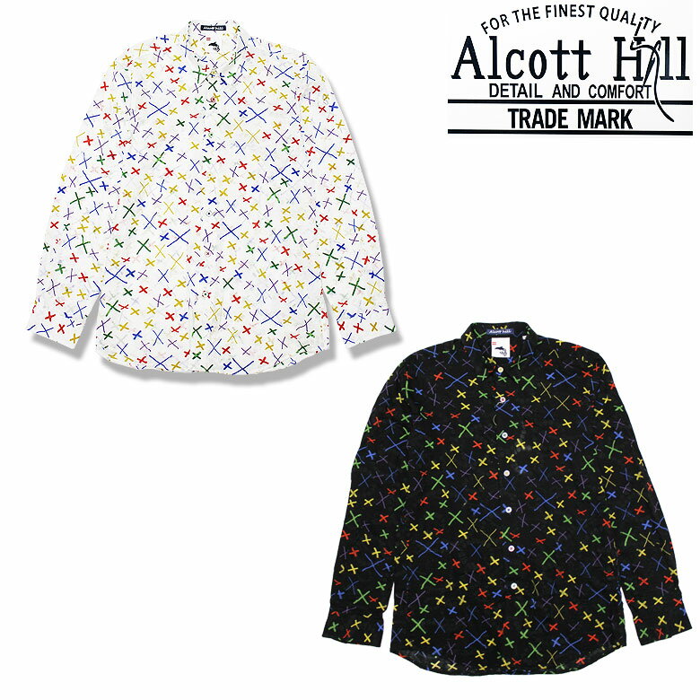 Rakuten - 【ALCOTT HILL】アルコットヒル 長袖シャツ LS SHIRT プリントデザイン シアー生地 透明感 爽やか 涼しい メンズ カジュアル