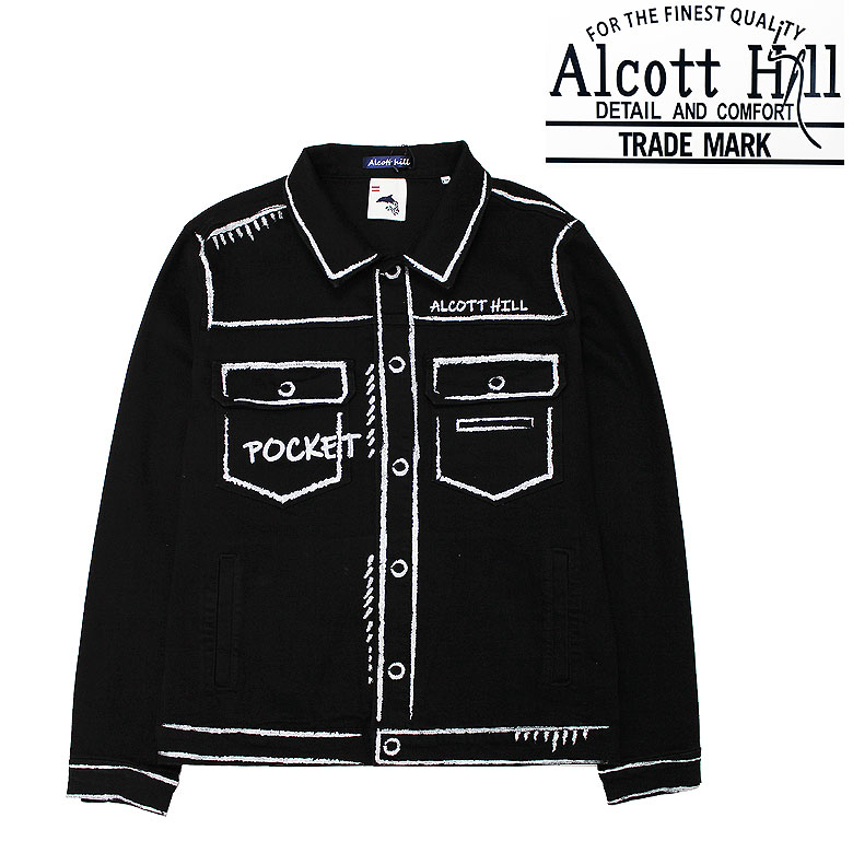 Rakuten - 【ALCOTT HILL】アルコットヒル Gジャン デニムジャケット ブラック グラフィックデザイン 手書き風 セットアップ可 カジュアル 大人 メンズ