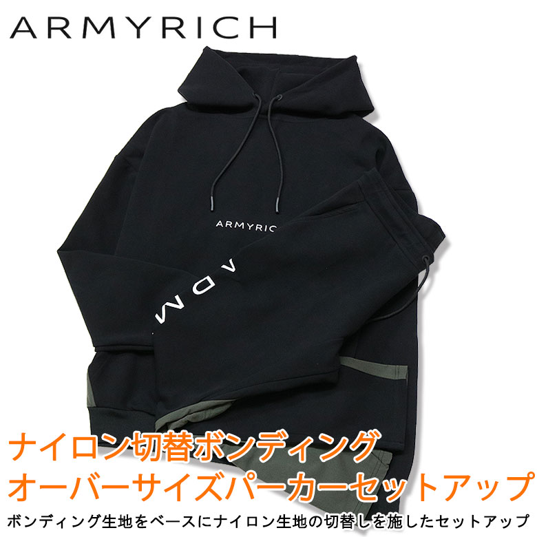 ARMYRICH アーミーリッチ ナイロン切替ボンディングオーバーサイズセットアップ 切り替え ジャージ イージーパンツ オールジャンル GOLF ゴルフ 上下セット SETUP メンズ