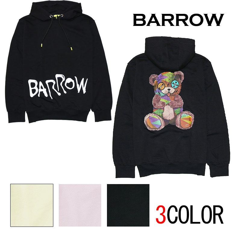 【BARROW】バロー パーカー フーディ プルオーバー HOODIE UNISEX ビッグプリント メンズ カラフル ベア クマ ロゴパーカー アイコニック