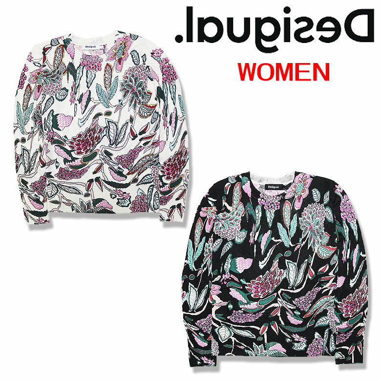 【Desigual】デシグアル ニット セーター KNIT JERS MANCHESTER 花柄プリント 植物プリント 丸首 レディース ユニ カジュアル