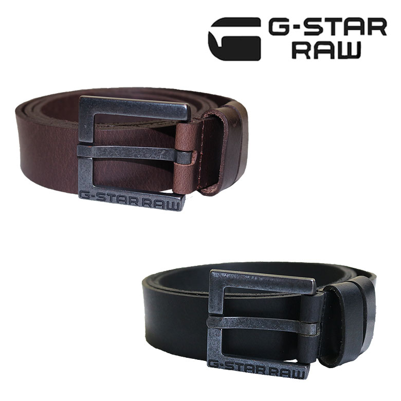 【G-STAR RAW】ジースターロウ レザーベルト DUKO BELT ベルトメンズ ラギッド感 牛革 フルグレイン 最高級レザー ロゴ プレゼント 1