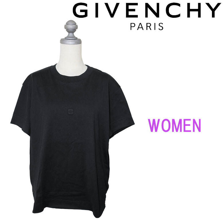 Rakuten - GIVENCHY ジバンシィ ジバンシー 半袖Tシャツ ショートスリーブ レディース ウィメンズ ロゴ刺繍 黒 ブラック BLACK シンプル ステッチ