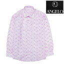 【ANGELO】アンジェロ 長袖シャツ LS SHIRT プリントデザイン 総柄 リネン 麻混紡 メンズ カジュアル
