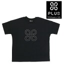 【PLUS】プラス Tシャツ 半袖Tシャツ カットソー ブラック 黒 プリント ビッグロゴ インパクト 大人 メンズ