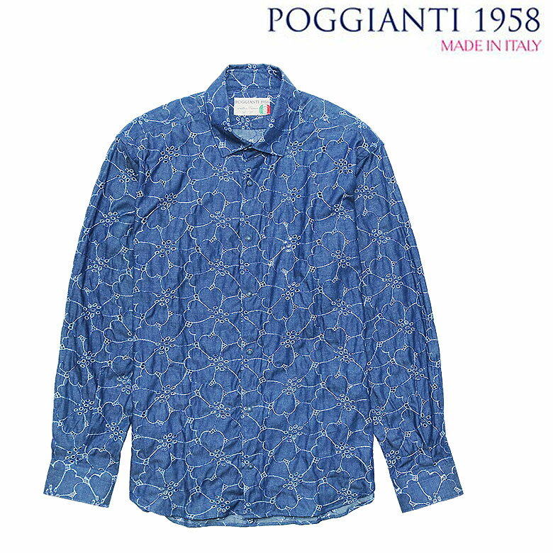 【POGGIANTI1958】ポジャンティ LS SHIRT 穴あき スナップボタン インパクト 大胆 メンズ カジュアル