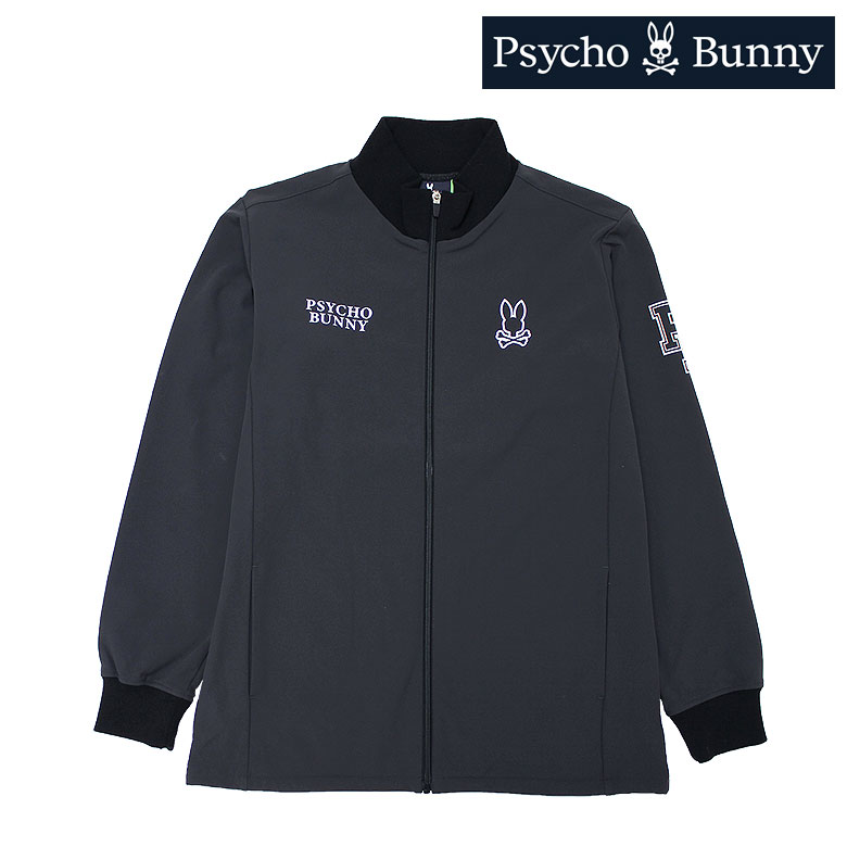 Rakuten - 【Psycho Bunny】サイコバニー ブルゾン ライトアウター スタンドカラー 裏起毛ボンディング アウトラインロゴ ゴルフ GOLF ストレッチ セットアップ可 メンズ カジュアル