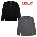 【REPLAY】リプレイ Tシャツ 長袖 カットソー ロゴデザイン メンズ カジュアル