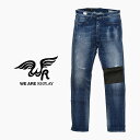 【We Are Replay】ウィーアーリプレイ LIDIO SLIM FIT JEANS メンズカジュアル パッチ擬革 ストレッチ ユーズド加工 ストレートレッグ ボタンフライ