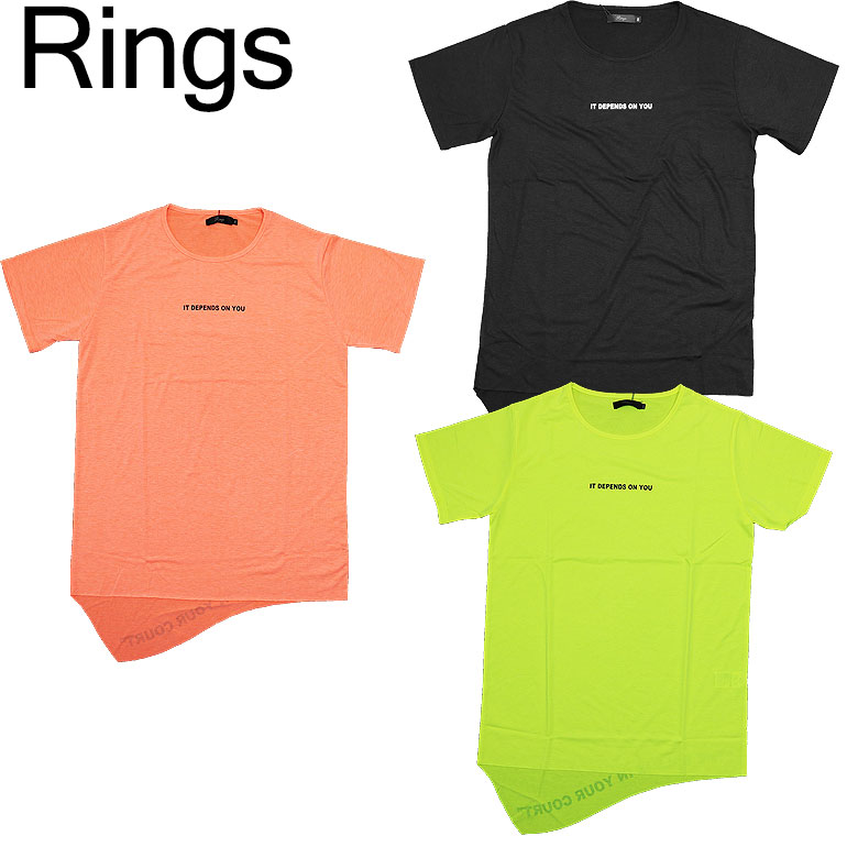 Rakuten - 【20%OFF】【Rings】リングス 半袖Tシャツ 流線型カット プリント カットオフ シンプル メンズ カジュアル 大胆