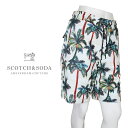 SCOTCH&SODA スコッチアンドソーダ ハーフパンツ ショートパンツ 南国 パイル地 リゾート パームツリー セットアップ可 メンズ カジュアル