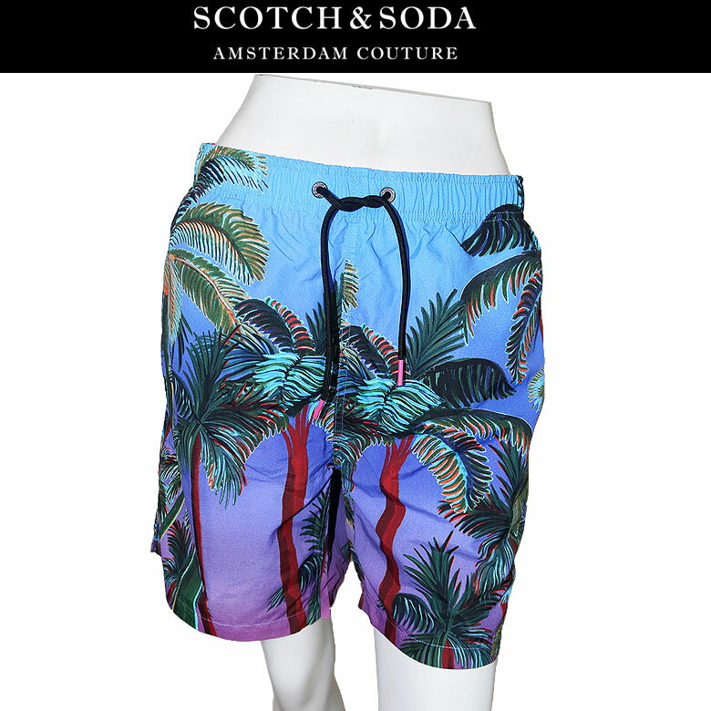 【SCOTCH&SODA】スコッチアンドソーダ 水着 スイムショーツ サーフ ショーツ パームツリー 海 夏 浜辺 ビーチ メンズ カジュアル