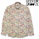 【SEEKER GROOVE】シーカーグルーブ 長袖シャツ LS SHIRT プリントデザイン ボタンダウン 独特 印象的 メンズ カジュアル