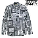 【SEEKER GROOVE】シーカーグルーブ 長袖シャツ LS SHIRT プリントデザイン ペイズリー柄 胸ポケット メンズ カジュアル