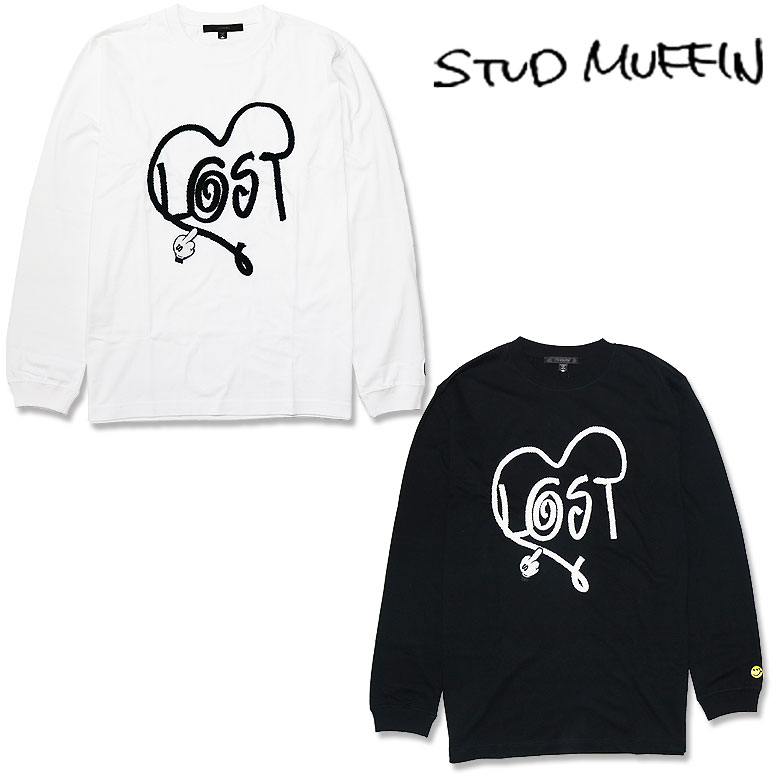 【STUD MUFFIN】スタッドマフィン Tシャツ 長袖 カットソー LOST HEATコード刺繍 LS Tシャツ シークイン 某クレジットカードモチーフ メンズ