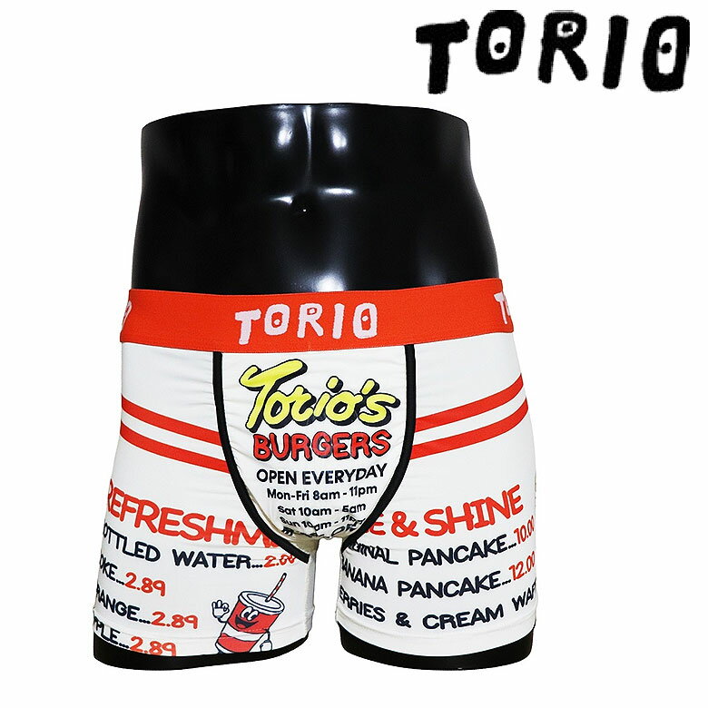 【TORIO】トリオ ボクサーパンツ アンダーウェア 下着 ポップ かわいい バーガーショップ レトロ 白 ホ..