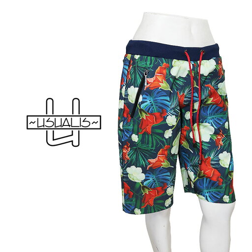 【USUALIS】ウザリス ショートパンツ ショーツ ハーフパンツ 短パン フラワーデザイン 花柄 リーフデザイン セットアップ可 メンズ カジュアル 【USUALIS】ウザリス ショートパンツ ショーツ ハーフパンツ 短パン フラワーデザイン 花柄 リーフデザイン セットアップ可 メンズ カジュアル