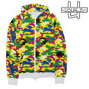 【USUALIS】ウザリス パーカー ジップパーカー フーディ HOODIE カモフラ柄 迷彩 カラフル セットアップ可 メンズ カジュアル