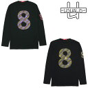 【USUALIS】ウザリス Tシャツ 長袖 カットソー ロングスリーブ NO8 ライトニング ナンバー スワロ ラインストーン メンズ イタリアブランド(4)