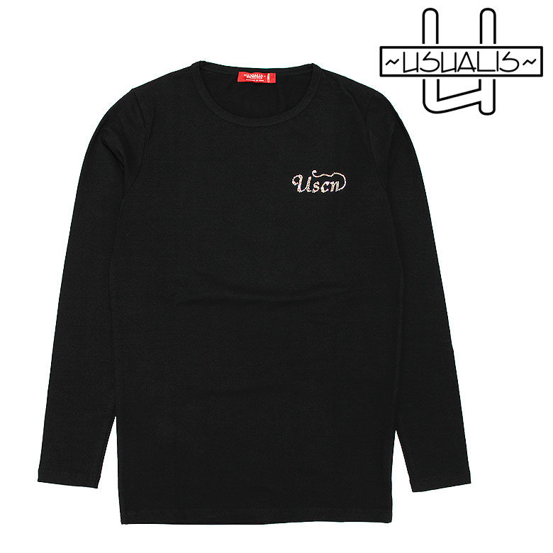Rakuten - 【USUALIS】ウザリス Tシャツ 半袖 カットソー RHINESTONE DESIGN L/S T-SHIRT USCN スワロ ラインストーン メンズ イタリアブランド