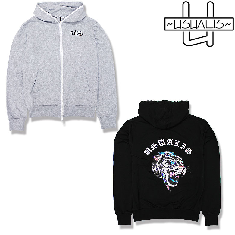 ��10%OFF�� ��USUALIS�ۥ����ꥹ �ѡ����� �ա��ǥ� ���åץ��å� TIGER DESIGN ZIP HOODIE ����� �饤�󥹥ȡ��� ���ѥ�...