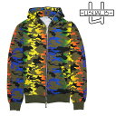 【USUALIS】ウザリス パーカー ジップパーカー フーディ HOODIE カモフラ柄 カラフル セットアップ可 メンズ カジュアル
