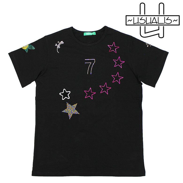 ��USUALIS�ۥ����ꥹ T����� Ⱦµ ���åȥ��� RHINESTONE & PATCH DESIGN S/S T-SHIRT ����� �饤�󥹥ȡ��� �ѥ�...