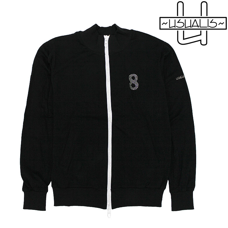 ��10%OFF�� ��USUALIS�ۥ����ꥹ ���åץ��㥱�å� �饤�ȥ������� NO8 RHINESTONE DESIGN ZIP JACKET ����� �饤��...