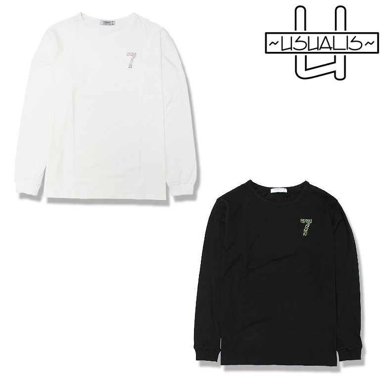 Rakuten - 【USUALIS】ウザリス ウザリス Tシャツ 長袖 NO7 かわいい スワロ ラインストーン メンズ カジュアル