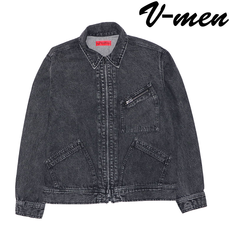 Rakuten - 【V-men】ブイメン Gジャン デニムジャケット ブラック 黒 ジップアップ V-men 1st 春秋 カジュアル 大人 メンズ
