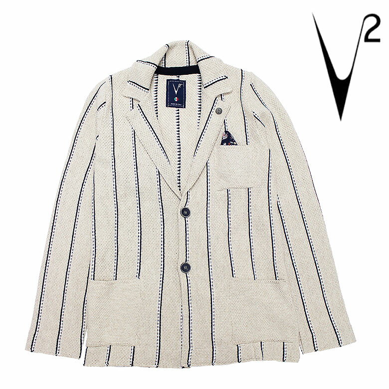 Rakuten - 【v2brand】ブイツー ジャケット テーラードジャケット GIACCA RIGATA SABBIA 3色編み ピンバッジ ハンカチーフ メンズ ライトアウター