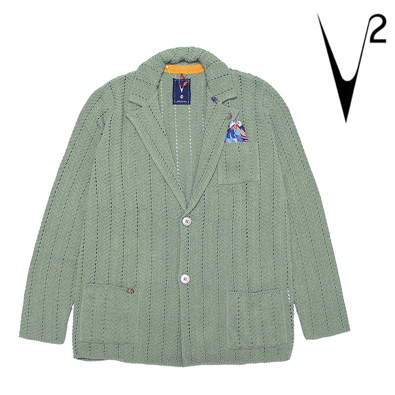 Rakuten - 【v2brand】ブイツー ジャケット テーラードジャケット GIACCA RIGATA PUNTO RETE 穴あき ピンバッジ ハンカチーフ メンズ ライトアウター