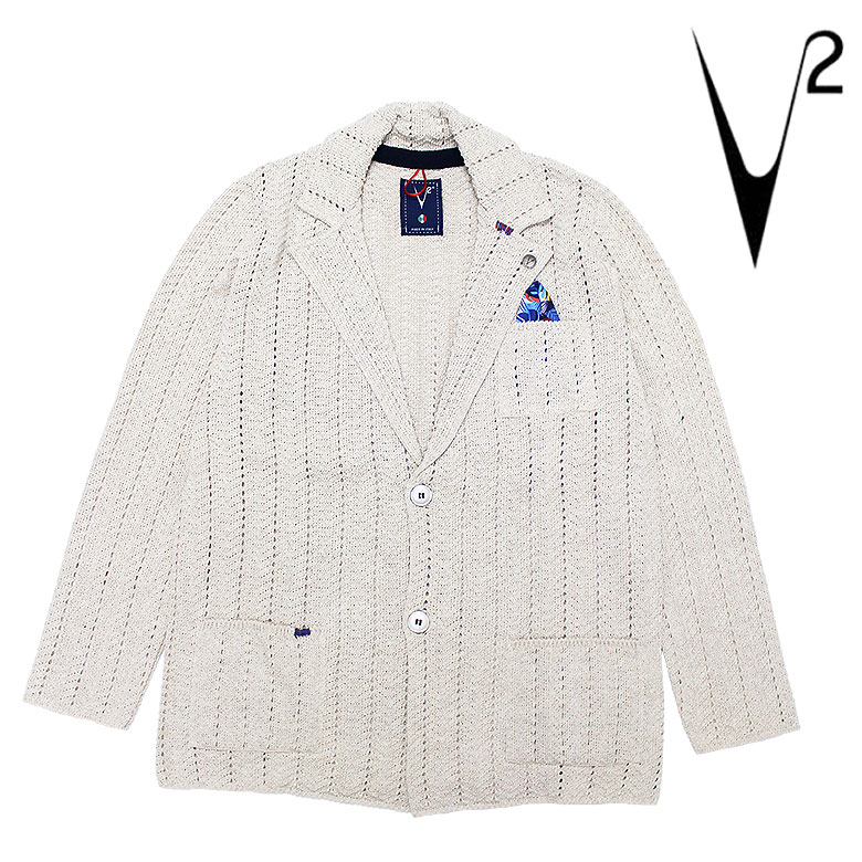 Rakuten - 【v2brand】ブイツー ジャケット テーラードジャケット GIACCA RIGATA PUNTO RETE 穴あき ピンバッジ ハンカチーフ メンズ ライトアウター