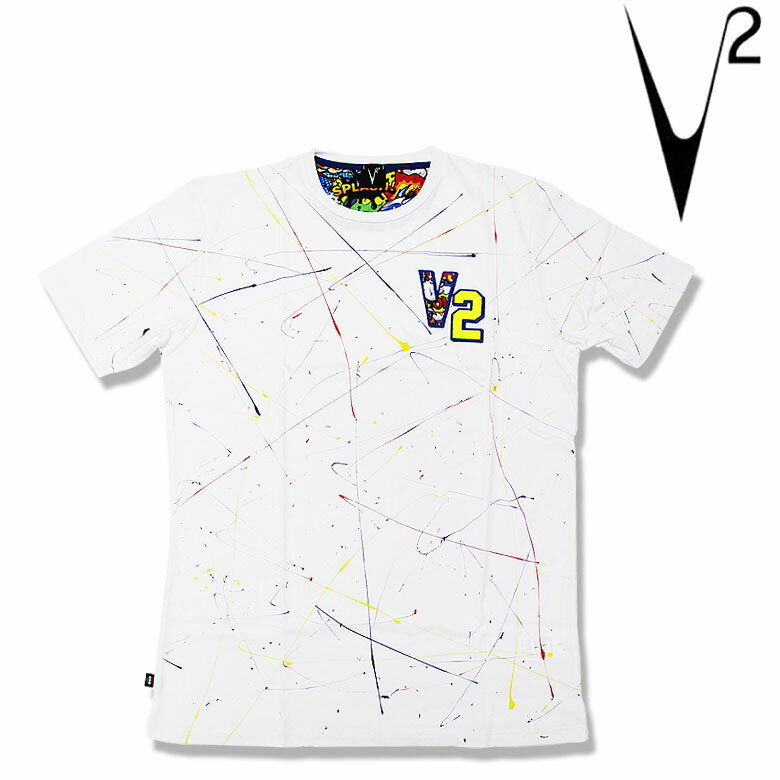Rakuten - 【v2brand】ブイツー Tシャツ 半袖 T-SHIRT カットソー ロゴ刺繍 ペイントデザイン ショートスリーブ メンズ 春夏