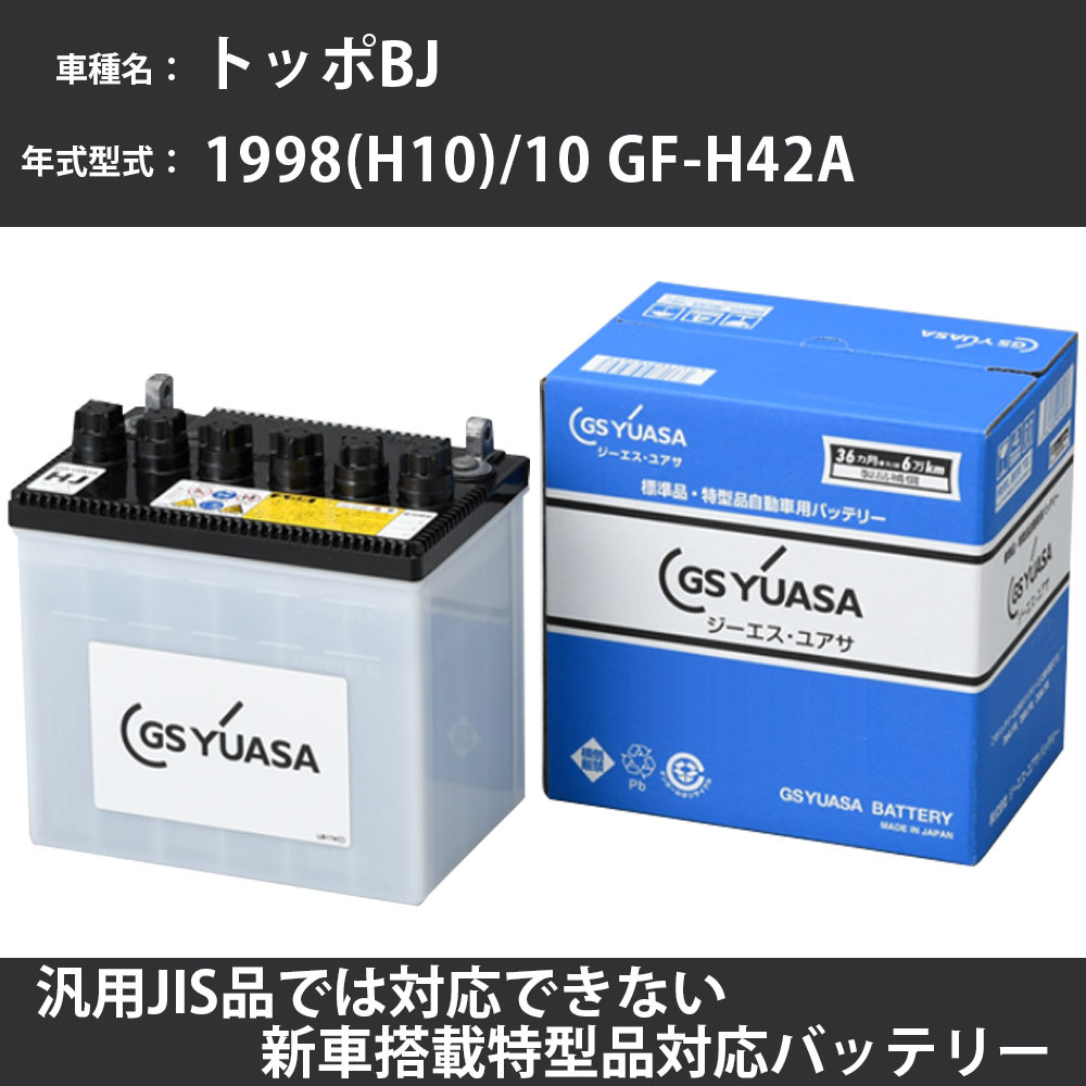 カーバッテリー 三菱 トッポBJ 1998(H10)/10 GF-H42A 3G83 660cc 標準地 GSユアサ HJ-34B17L メンテナンス 【H31006】