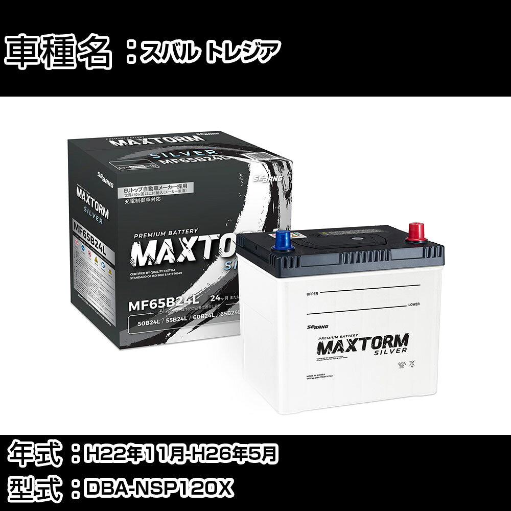 スバル トレジア H22年11月-H26年5月 DBA-NSP120X 1300cc/充電制御システム搭載車 (アイドリングストップ車除く)/寒冷地仕様車 バッテリー 適合参考 マックストーム MAXTORM SILVER MF65B24L カーメンテナンス 車検整備 自動車用品 【H41001】