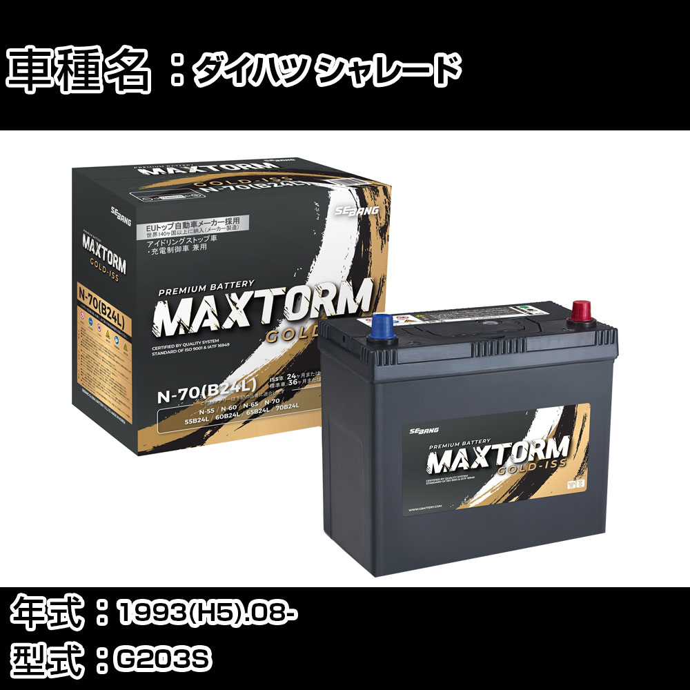 ダイハツ シャレード 1993(H5).08-/G203S 1500cc/寒冷地 バッテリー 適合参考 マックストーム MAXTORM GOLD-ISS N-70(B24L) カーメンテナンス 車検整備 自動車用品 【H41001】
