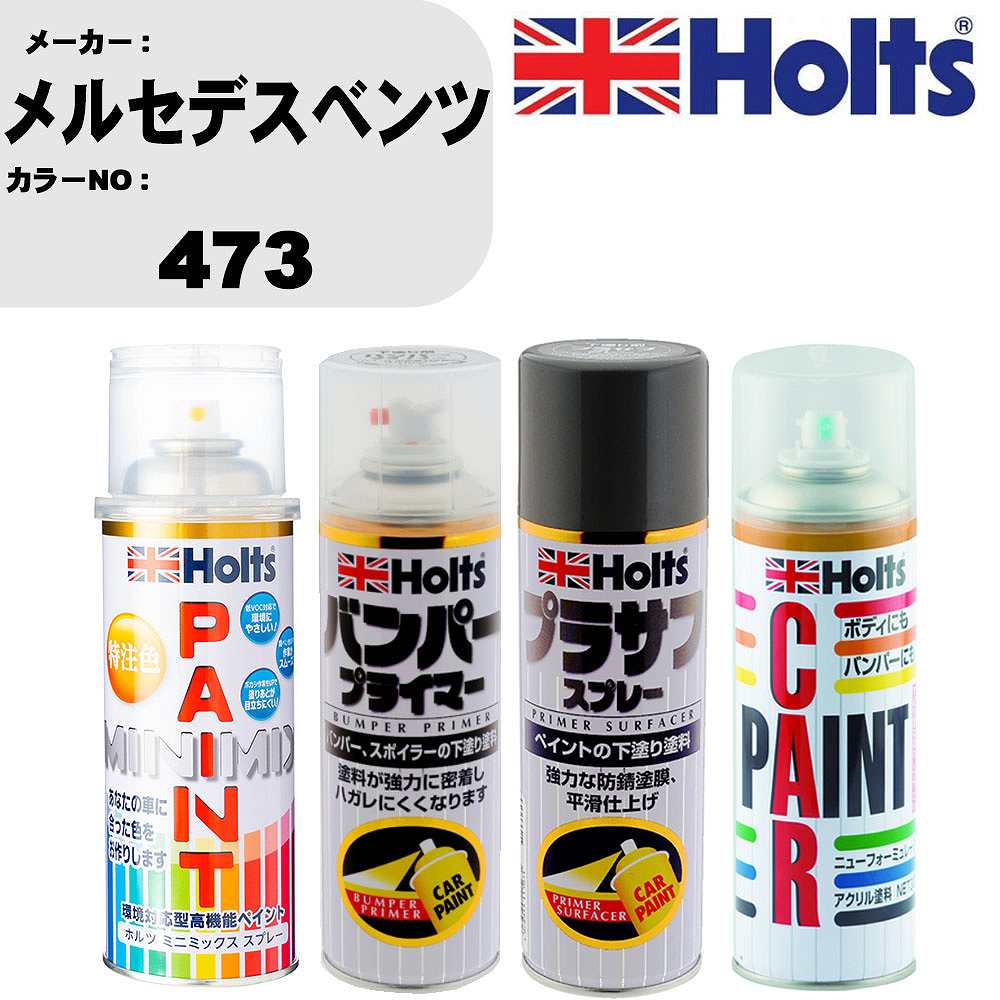 車 バンパー 塗装 スプレーメルセデスベンツ カラー番号 473 ペイントスプレー+バンパープライマー(MH11505)+プラサフグレー(MH11503)+ぼかし剤(MH11608)セット カラースプレー ホルツ MINMIX ミニミックス オーダーカラー 補修 塗装 カーペイント ミラー【TU&SP】