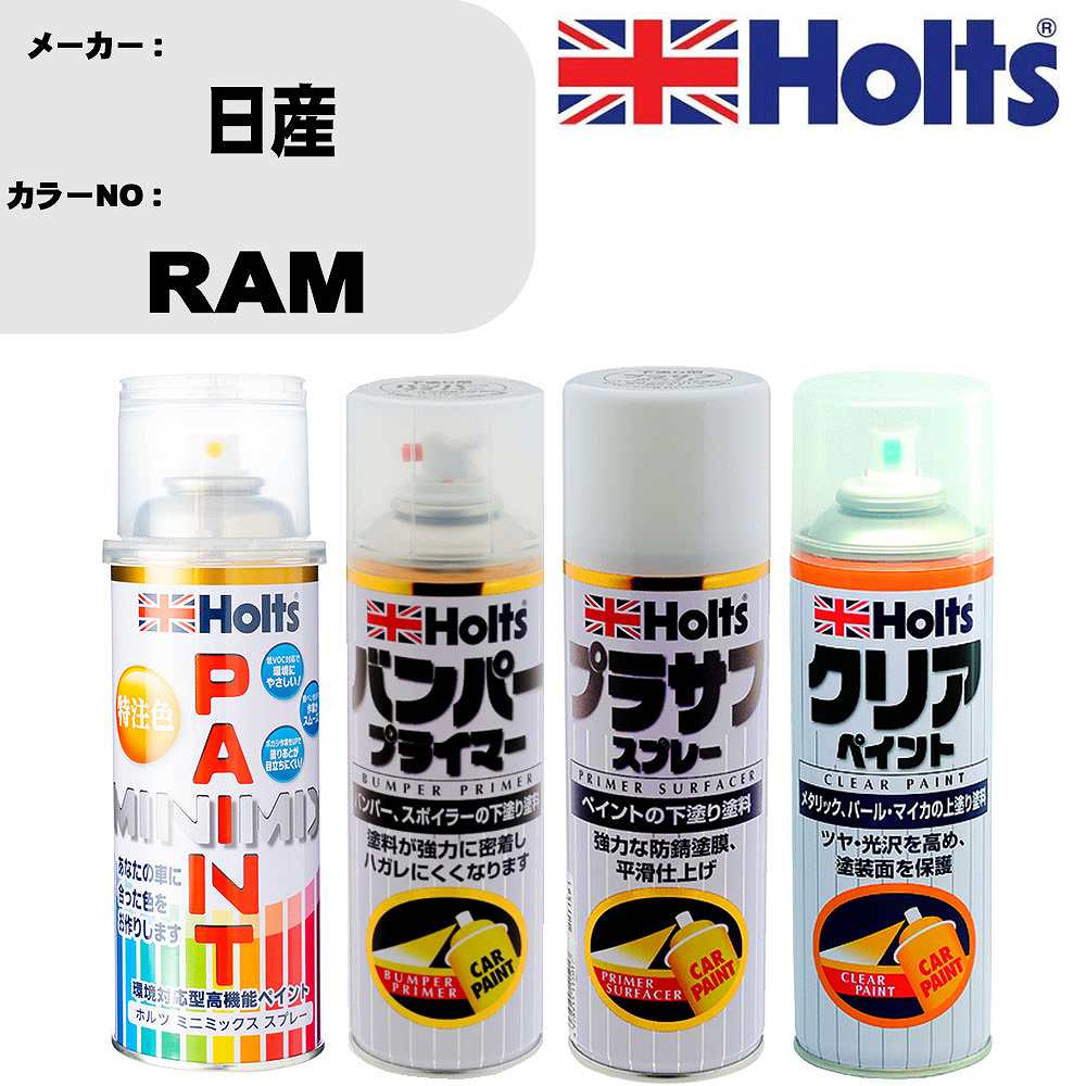 車 塗装 スプレー 日産 RAM ペイントスプレー+バンパープライマー(MH11505)+プラサフホワイト(MH11501)..