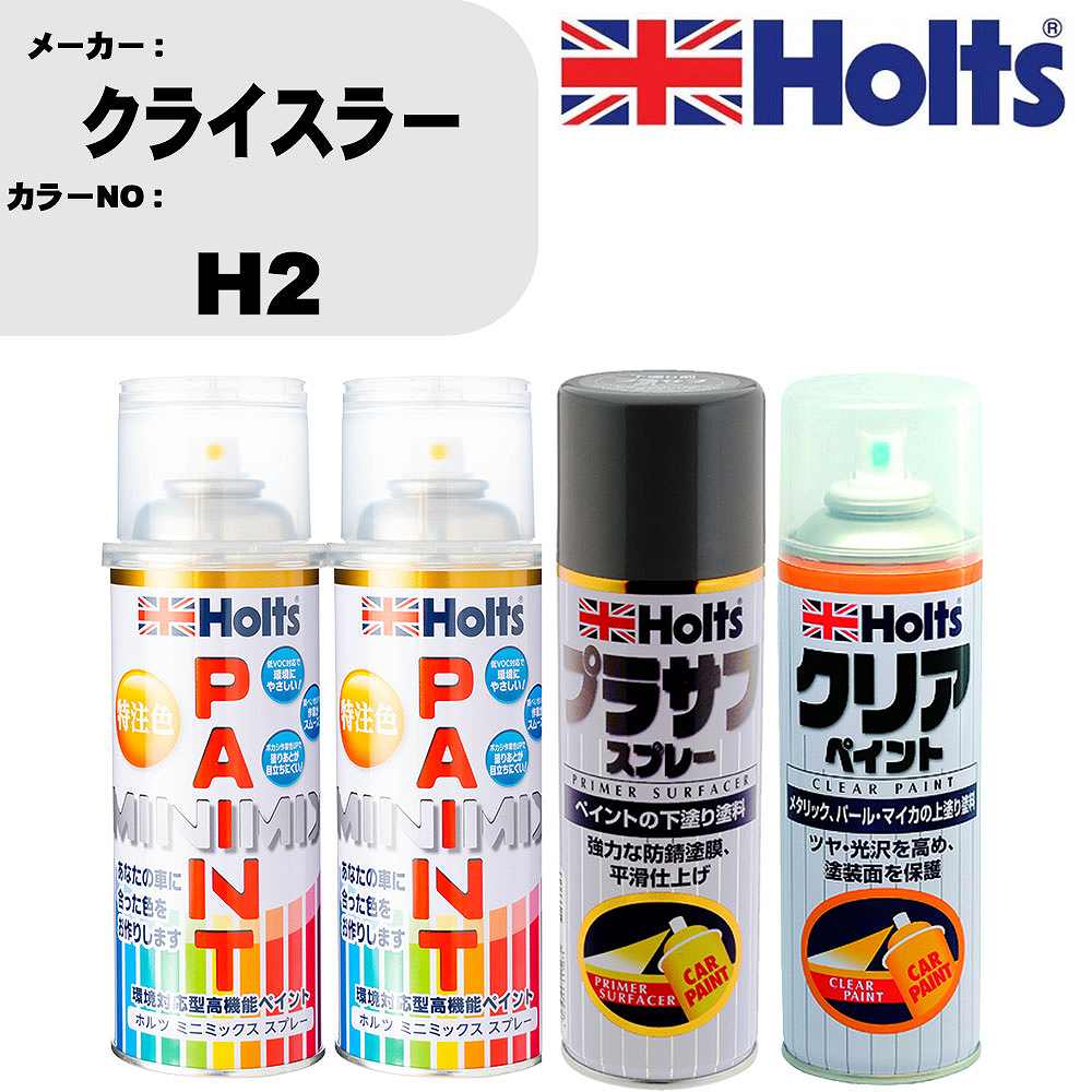 車 塗装 スプレー クライスラー H2 ペイントスプレー+プラサフグレー(MH11503)+クリア(MH11604)セット カラースプレー ホルツ MINMIX ミニミックス オーダーカラー 補修 カーペイント【TU&SP】 車 傷消し キズ 直し 自分 で