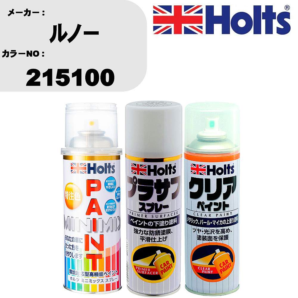 車 塗装 スプレー ルノー 215100 ペイントスプレー+プラサフホワイト(MH11501)+クリア(MH11604)セット カラースプレー ホルツ MINMIX ミニミックス オーダーカラー 補修 カーペイント【TU&SP】