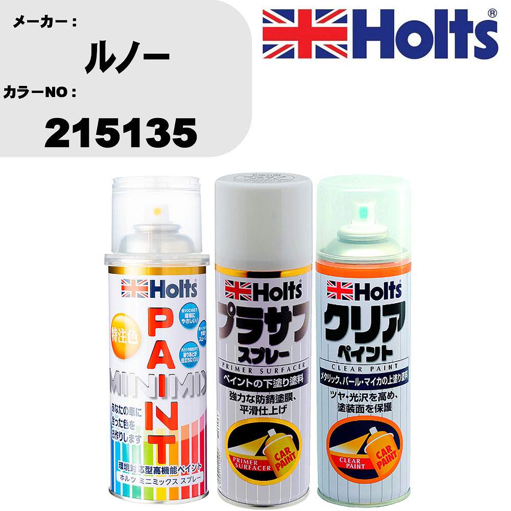 車 塗装 スプレー ルノー 215135 ペイントスプレー+プラサフホワイト(MH11501)+クリア(MH11604)セット カラースプレー ホルツ MINMIX ミニミックス オーダーカラー 補修 カーペイント【TU&SP】