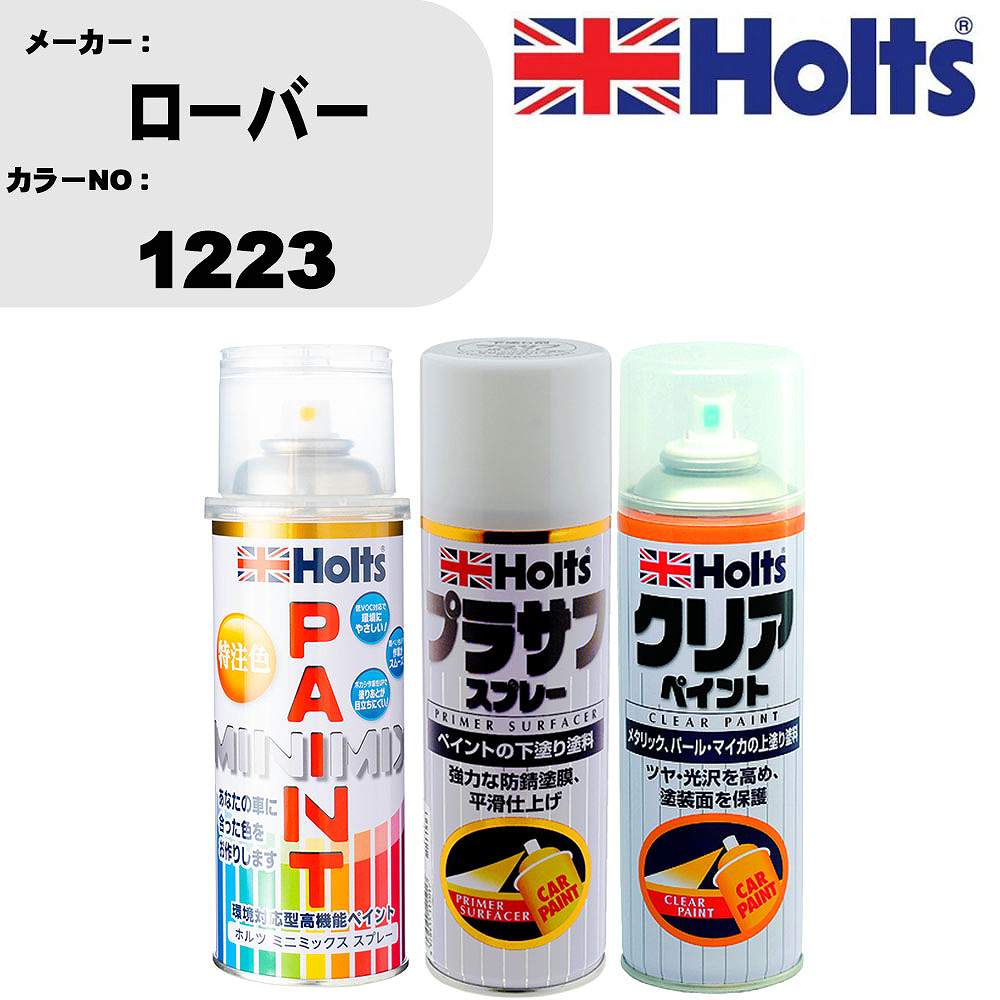 車 塗装 スプレー ローバー 1223 ペイントスプレー+プラサフホワイト(MH11501)+クリア(MH11604)セット カラースプレー ホルツ MINMIX ミニミックス オーダーカラー 補修 カーペイント【TU&SP】