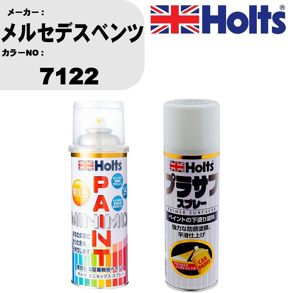 車 塗装 スプレー メルセデスベンツ 7122 ペイントスプレー+プラサフホワイト(MH11501)セット カラースプレー ホルツ MINMIX ミニミックス オーダーカラー 補修 カーペイント【TU&SP】